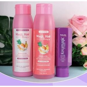Magic Hair Shampoo, Acondicionador para Cabello Seco de Banana Pina y Keratina